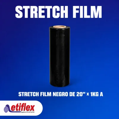 Stretch Film Negro de 20'' x 1kg Altura 50cm - Caja x4 unid