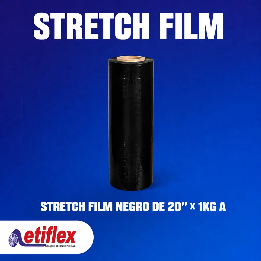 Stretch Film Negro de 20'' x 1kg Altura 50cm - Caja x4 unid