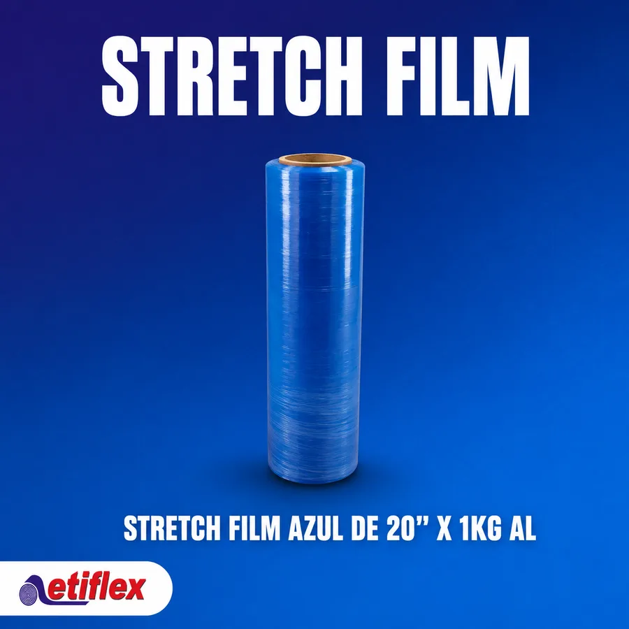 Stretch Film Azul De 20'' X 1Kg Altura 50cm - Caja X4 Unid