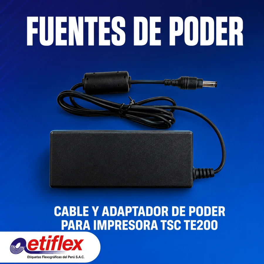 Cable y Adaptador de Poder para Impresora TSC TE200