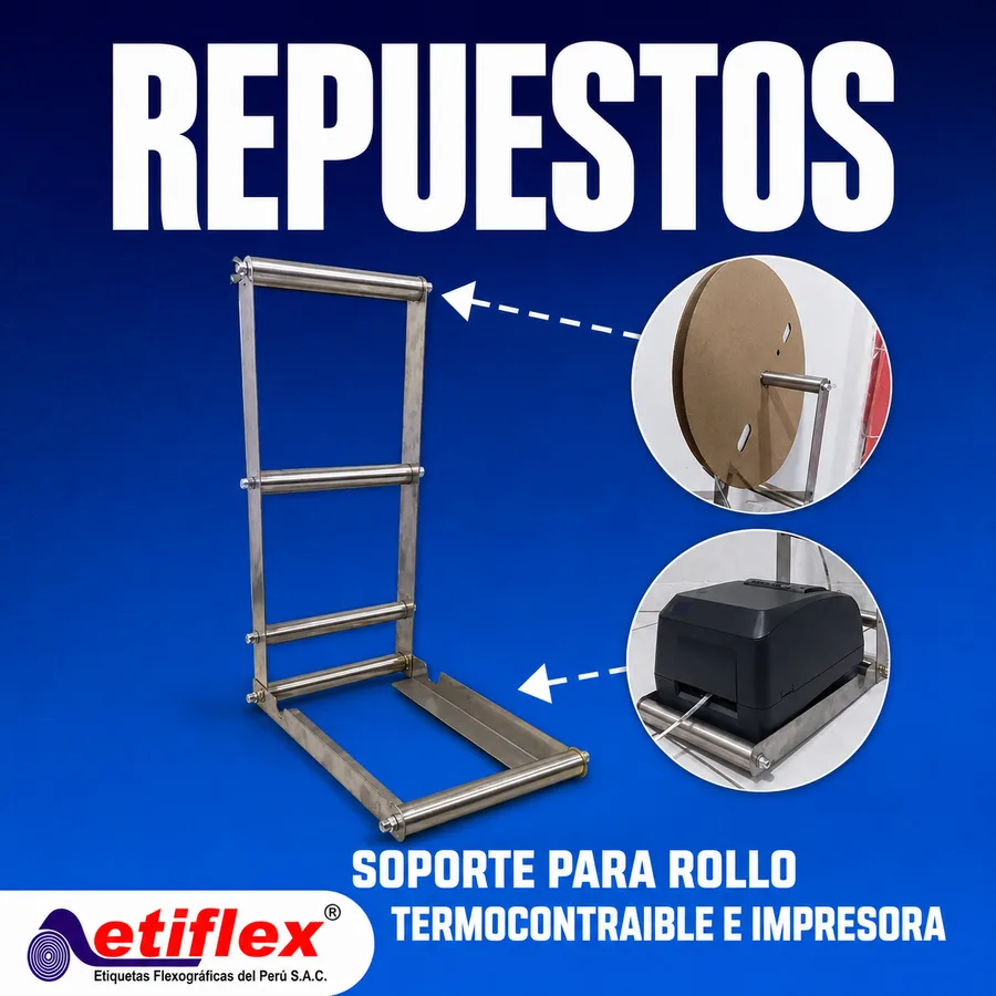 SOPORTE PARA ROLLO TERMOCONTRAIBLE E IMPRESORA TÉRMICA
