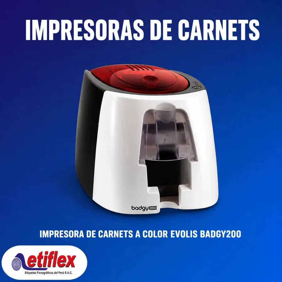 Impresora de Carnets a Color Evolis Badgy200 – Incluye Software, 100 Tarjetas PVC y Cinta Ribbon