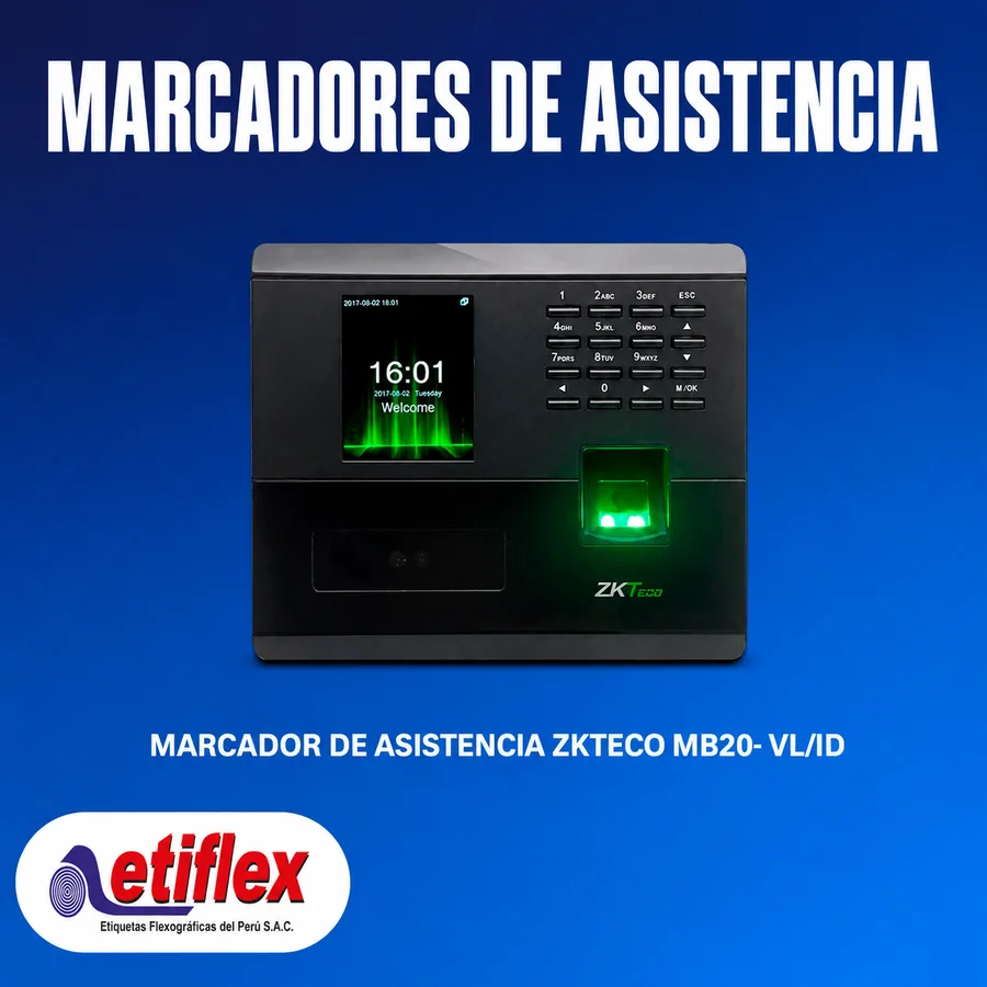MARCADOR DE ASISTENCIA ZKTeco MB20- VL/ID