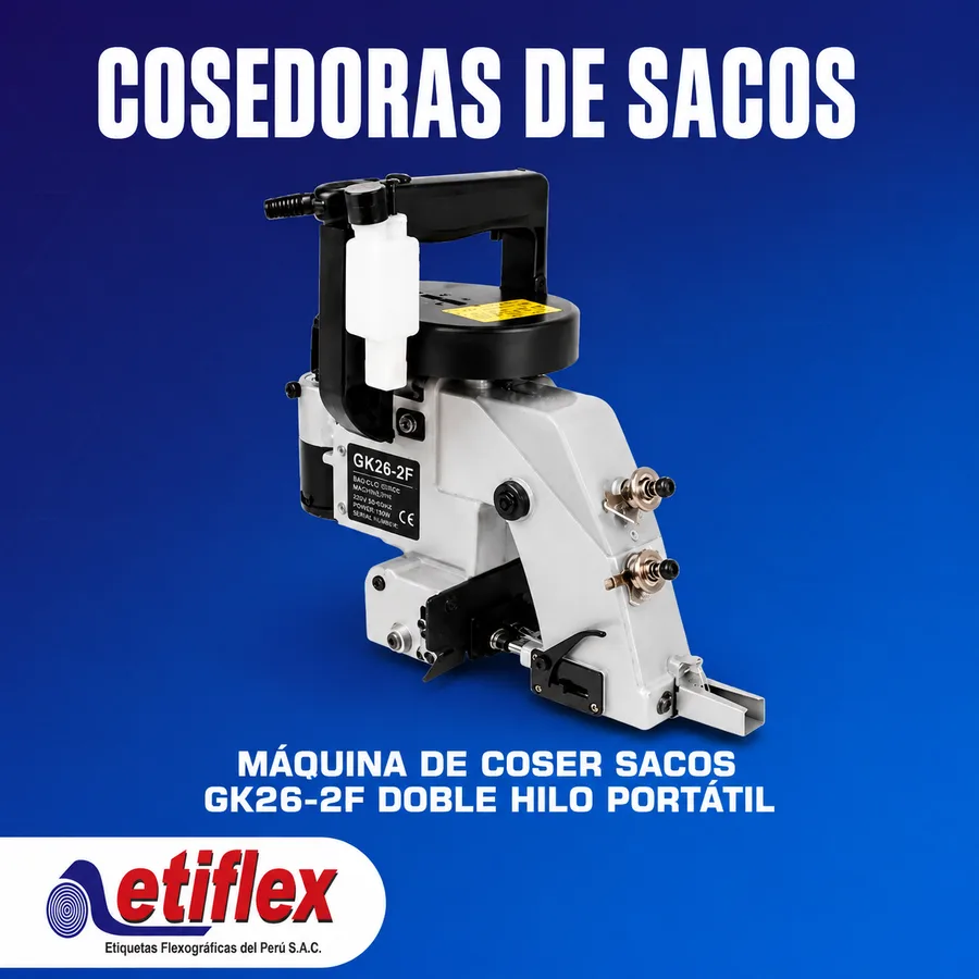 Máquina de Coser Sacos GK26-2F Doble Hilo Portátil