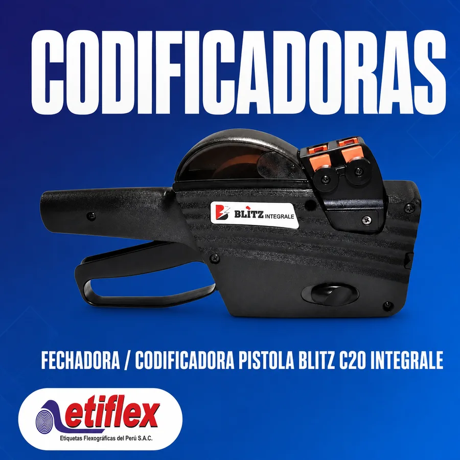 Fechadora / Codificadora Pistola Blitz C20 Integrale – 20 Dígitos Alfanuméricos