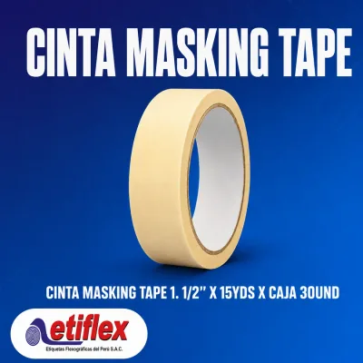 Cinta Masking Tape 1. 1/2'' x 15yds x caja 30und