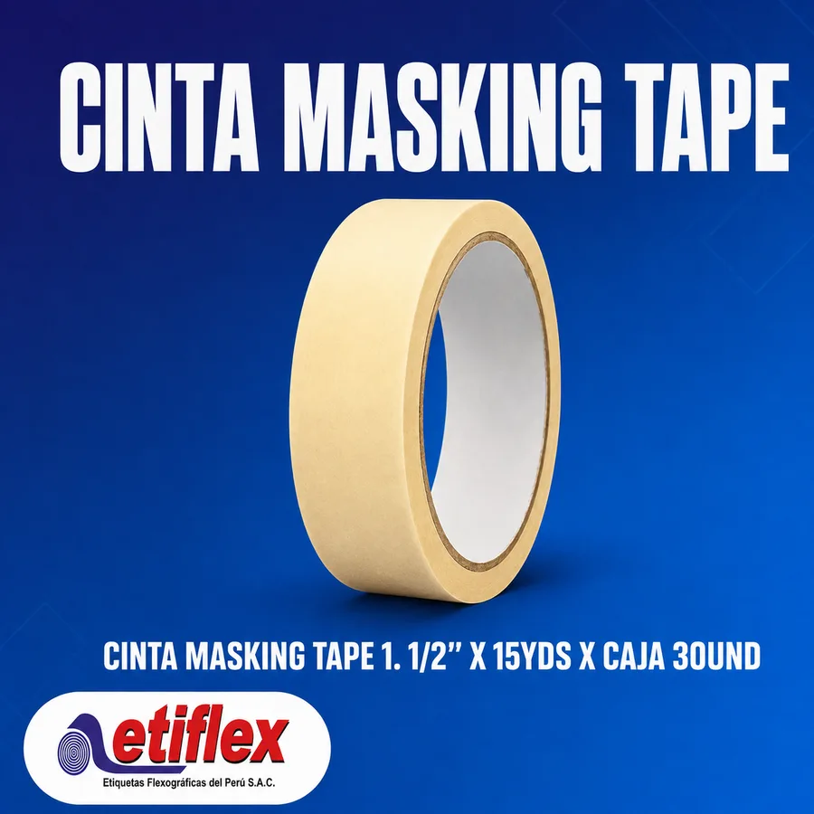 Cinta Masking Tape 1. 1/2'' x 15yds x caja 30und