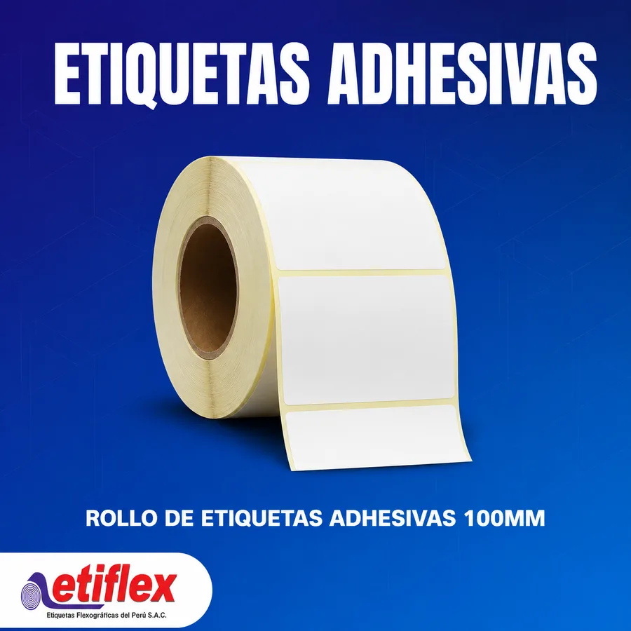 ROLLO DE ETIQUETAS ADHESIVAS 100MM X 100MM TD – (TÉRMICO DIRECTO) – TUCO 3″ – MIL ETIQUETAS POR ROLLO