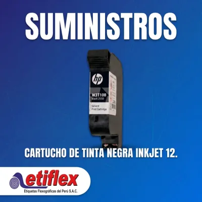 Cartucho de Tinta Negra INKJET 12.7mm HP de Secado Rápido para Codificadora