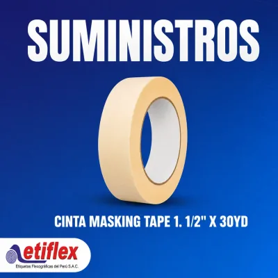 Cinta Masking Tape 1. 1/2'' x 30yds x caja 30und