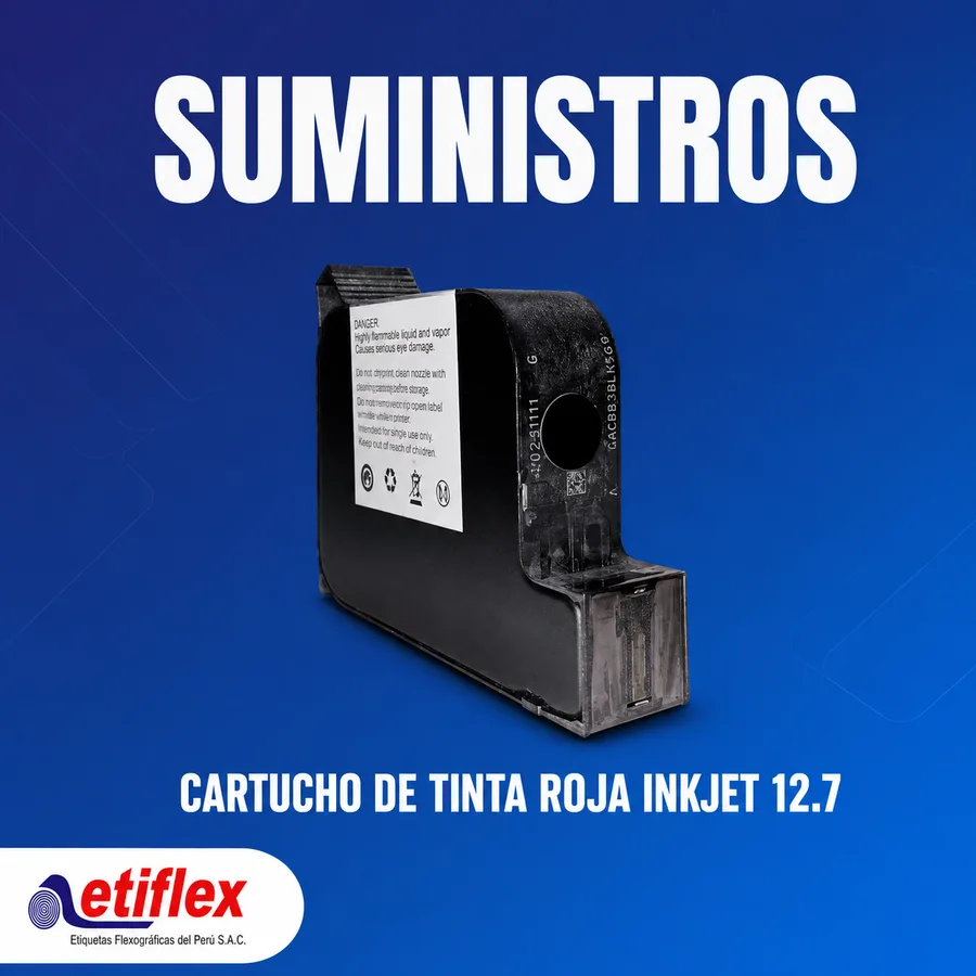 Cartucho de Tinta Roja INKJET 12.7mm de Secado Rápido para Codificadora