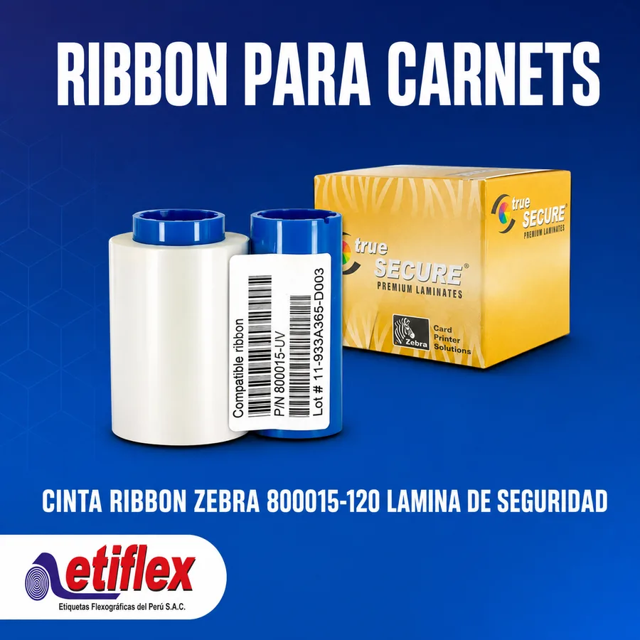 CINTA RIBBON ZEBRA 800015-120 LAMINA DE SEGURIDAD PARA IMPRESORA DE CARNETS ZEBRA