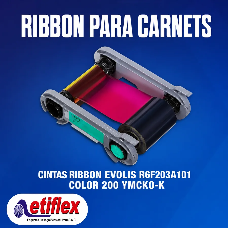 Cintas Ribbon Evolis R6F203A101 Color 200 YMCKO-K Impresiones Para Primacy 2