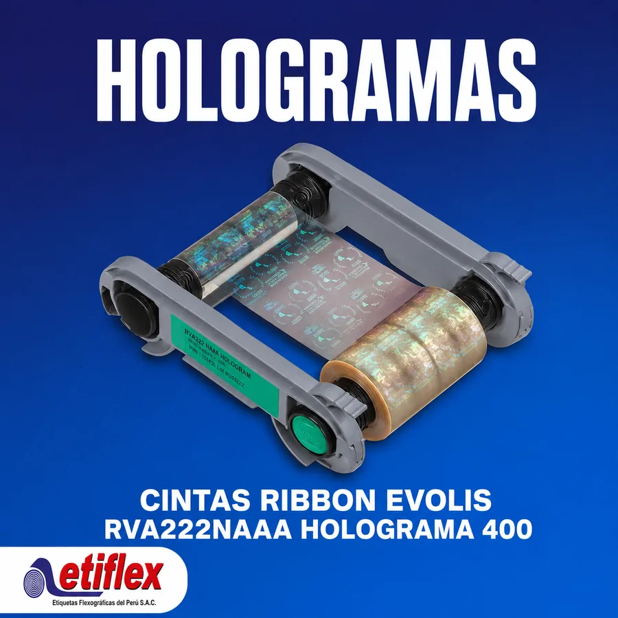 Cintas Ribbon Evolis RVA222NAAA Holograma 400 impresiones para Primacy 2
