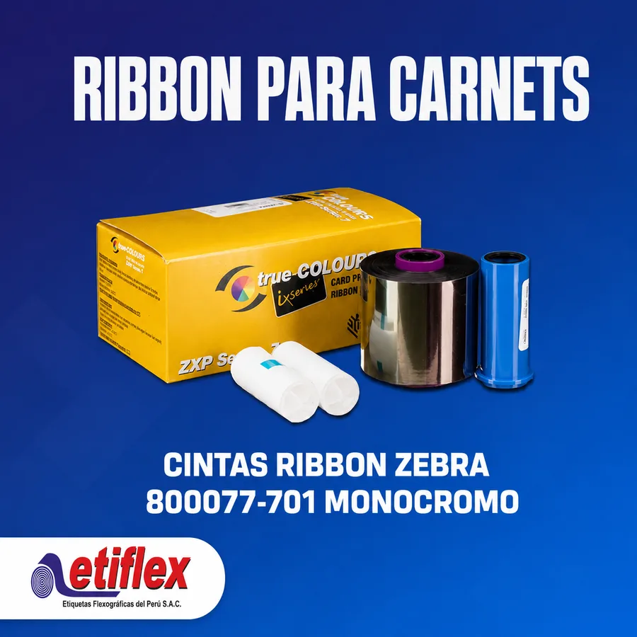Cintas Ribbon Zebra 800077-701 Monocromo para impresoras de carnets Zebra ZXP Series 7