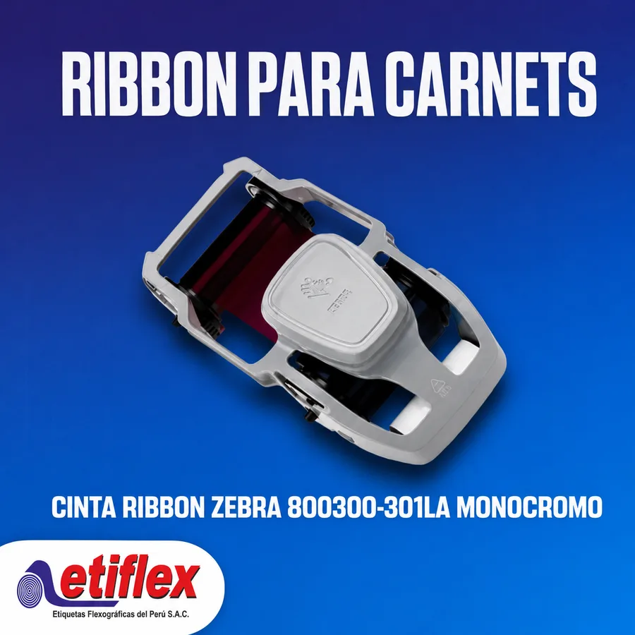 Cinta Ribbon Zebra 800300-301LA Monocromo para impresoras de carnets Zebra ZC100 y ZC300