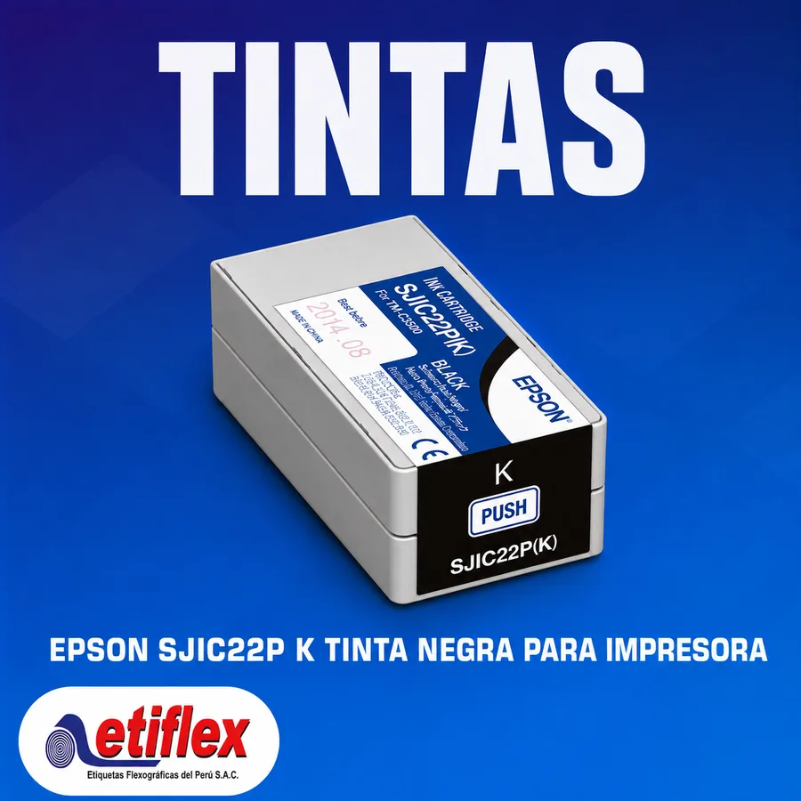 Epson SJIC22P (K) Tinta Negra Para Impresora de Etiquetas Epson TM-C3500