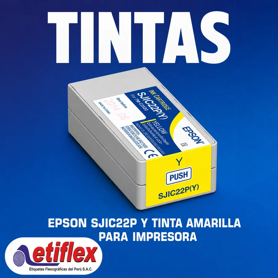 Epson SJIC22P (Y) Tinta Amarilla Para Impresora de Etiquetas Epson TM-C3500