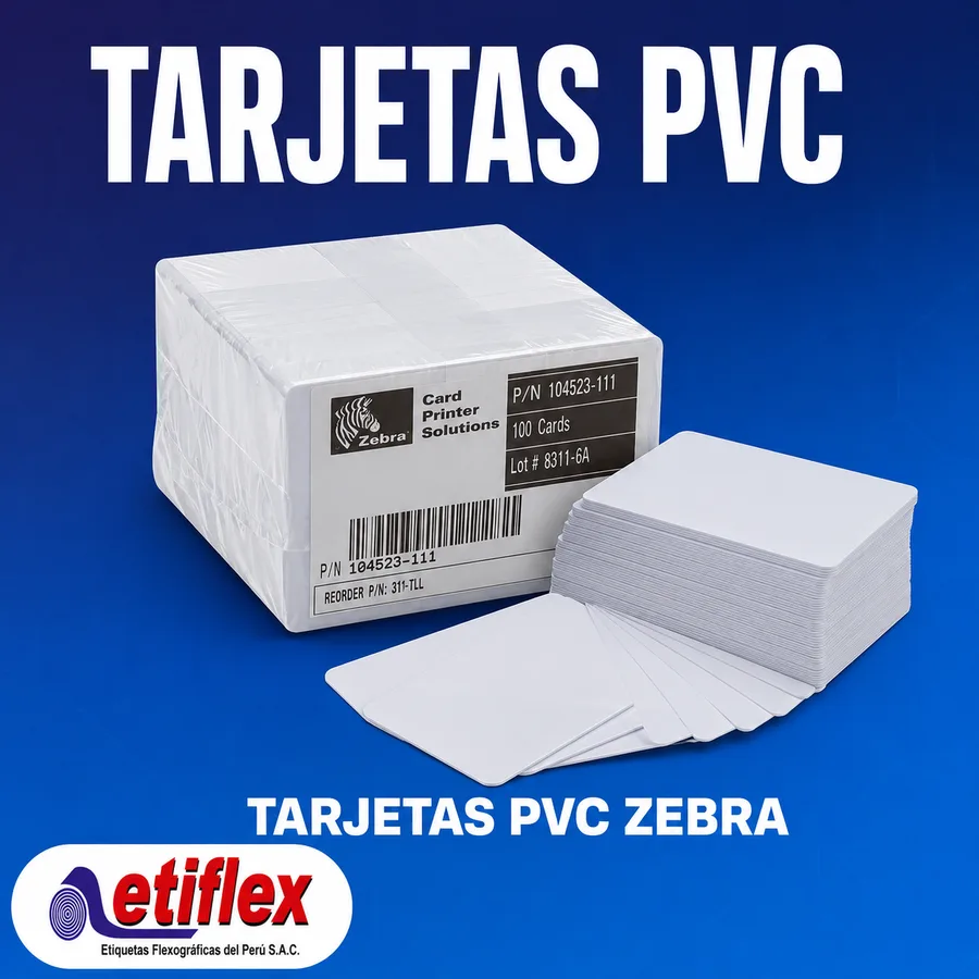 Tarjetas PVC Zebra – 100 Unidades | Policluro de Vinilo para Impresoras de Tarjetas