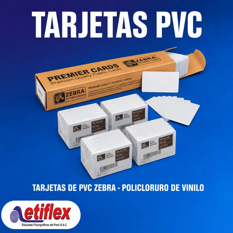 TARJETAS DE PVC ZEBRA - POLICLORURO DE VINILO - PAQUETE DE 500