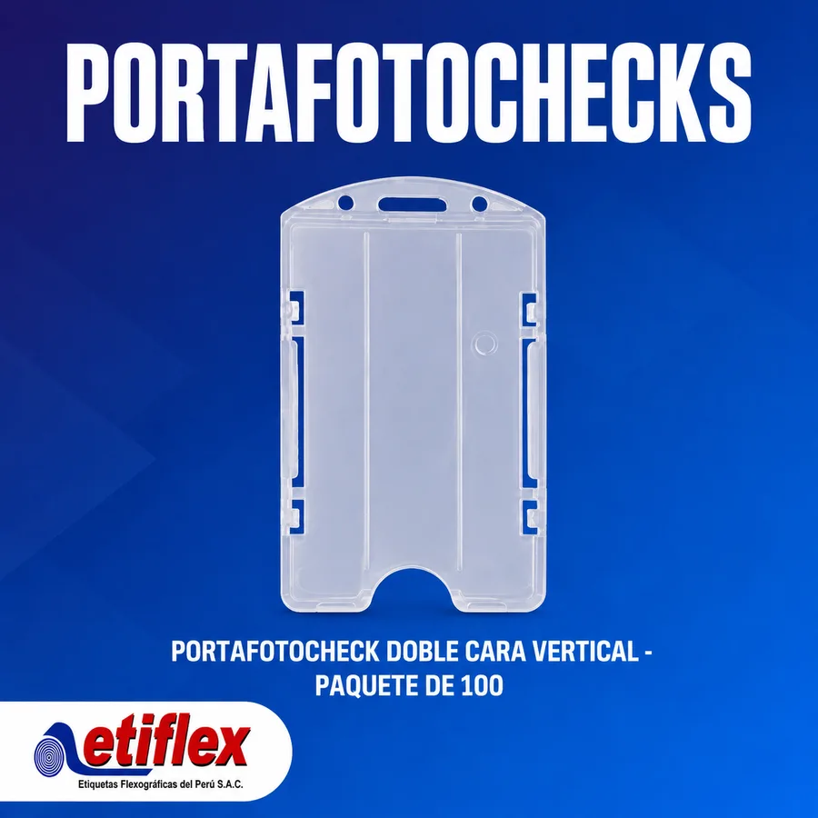 PORTAFOTOCHECK DOBLE CARA VERTICAL - PAQUETE DE 100 UND
